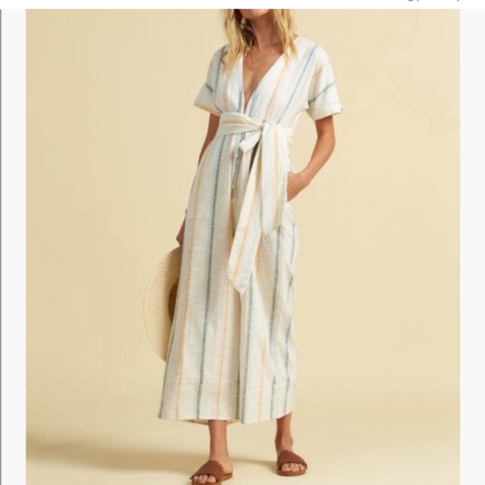 Dream Weaver Tie Front Stripe Jumpsuit